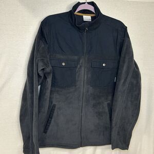 Columbia Fleece Jacket Men Size Medium Steen Mountain Novelty Stretch Grey/Black